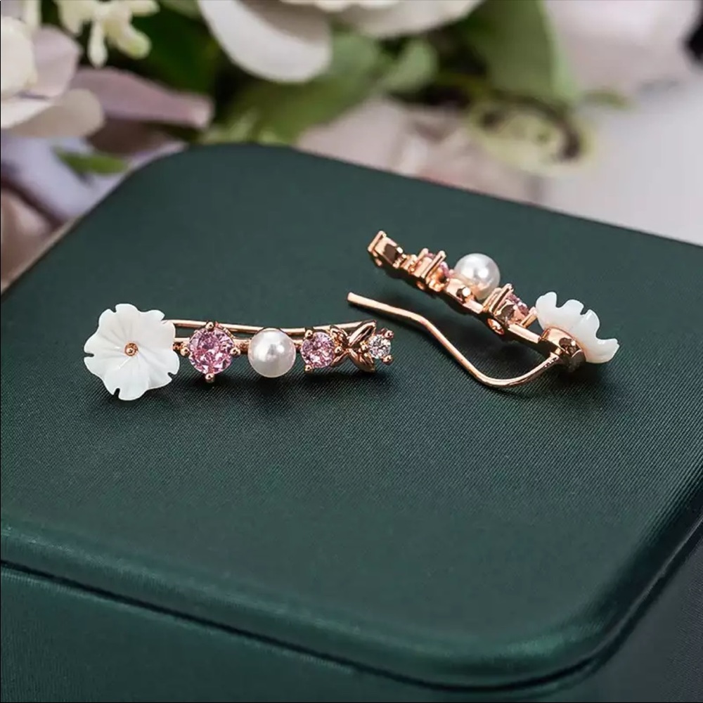 New Lovely Rose Gold Creative Butterfly Flower Earrings - Picture 2 of 2